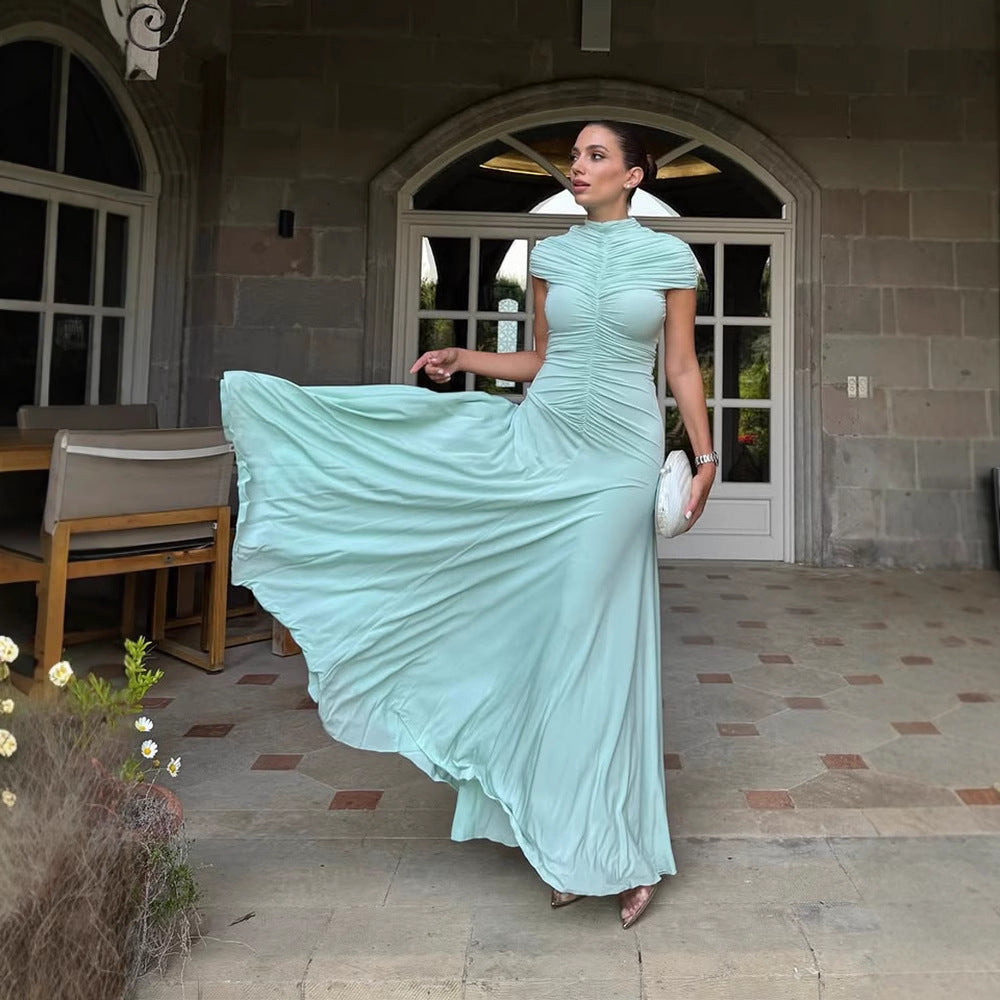 Dame Maxikjole med elegant draperingsdesign Stilla