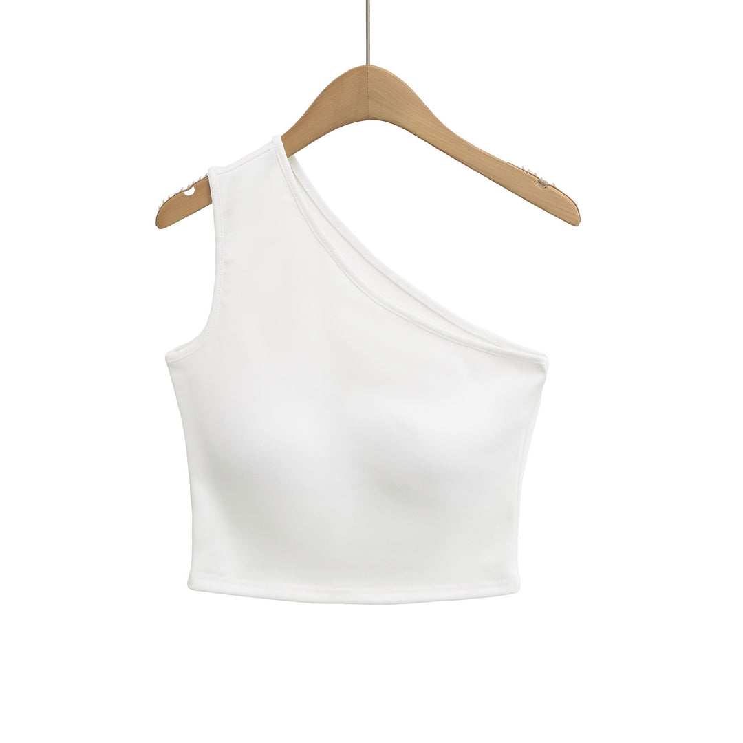 Dame Asymmetrisk Crop-Top i blødt strækmateriale med elegant design Stilla