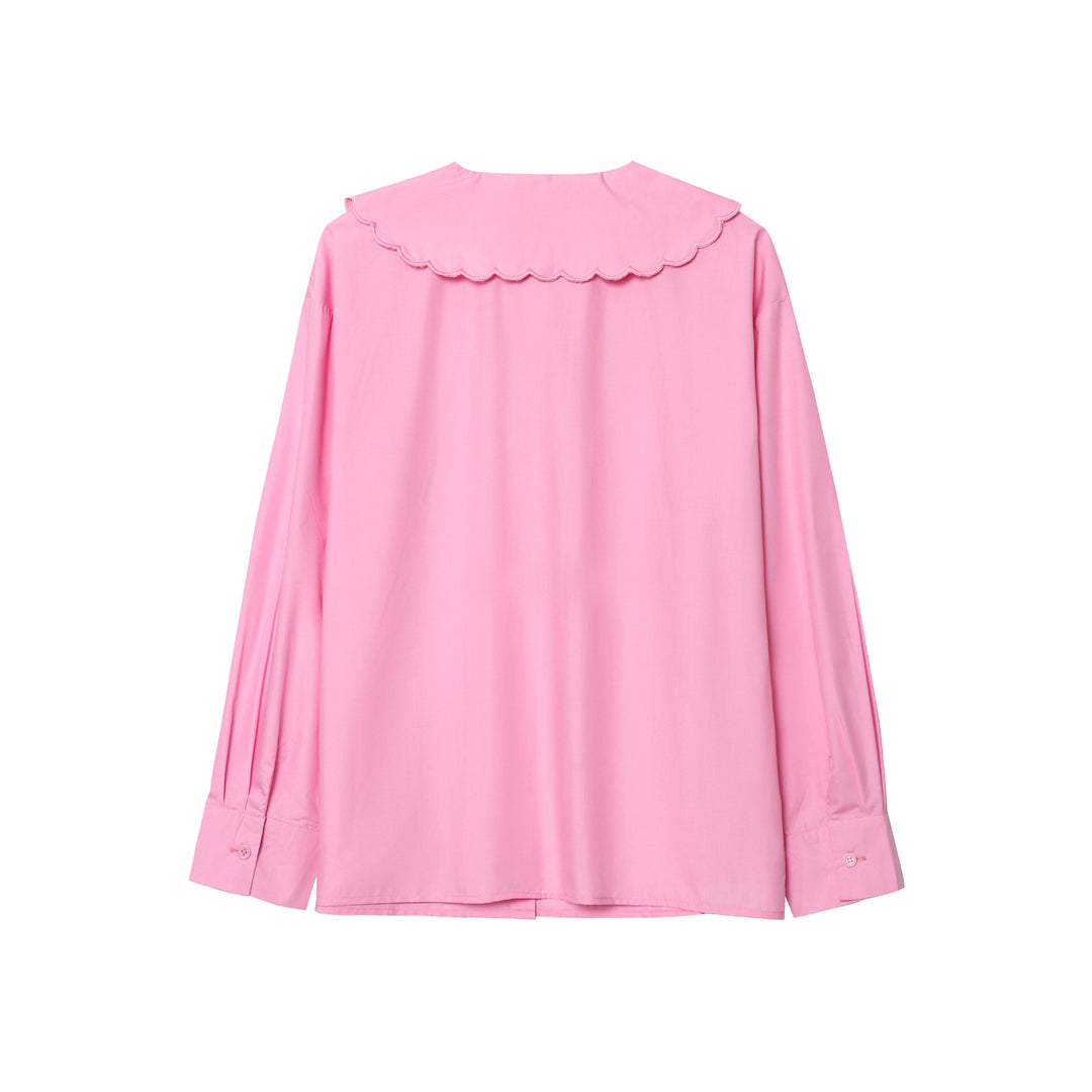 Damebluse med broderet krave Stilla