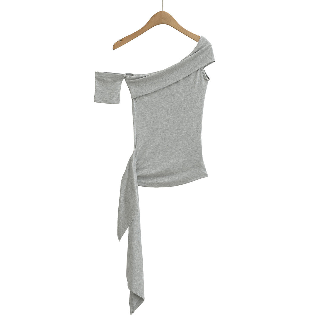 Dame Off-Shoulder Top med knudedetalje og asymmetrisk sømklip Stilla