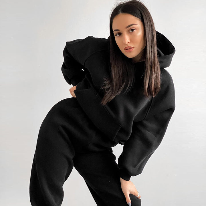 Dame afslappet sweatshirt sæt med løs pasform og elastisk talje Stilla