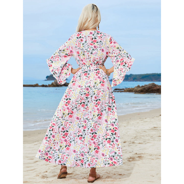Femme Floral Wrap Maxikjole med udskårne ærmer Stilla