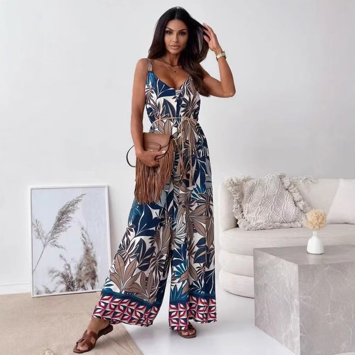 Dame Bohemian Print Bredbenet Jumpsuit Stilla