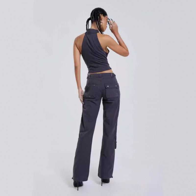 Dame Utility-inspireret cropped Jakke Stilla