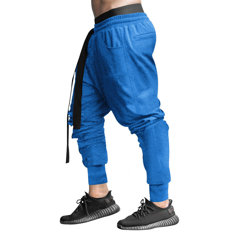 Herrer nan vaffelstruktureret joggingbukser med lav skridt elastisk komfortbånd og konisk benafslutning Skovae