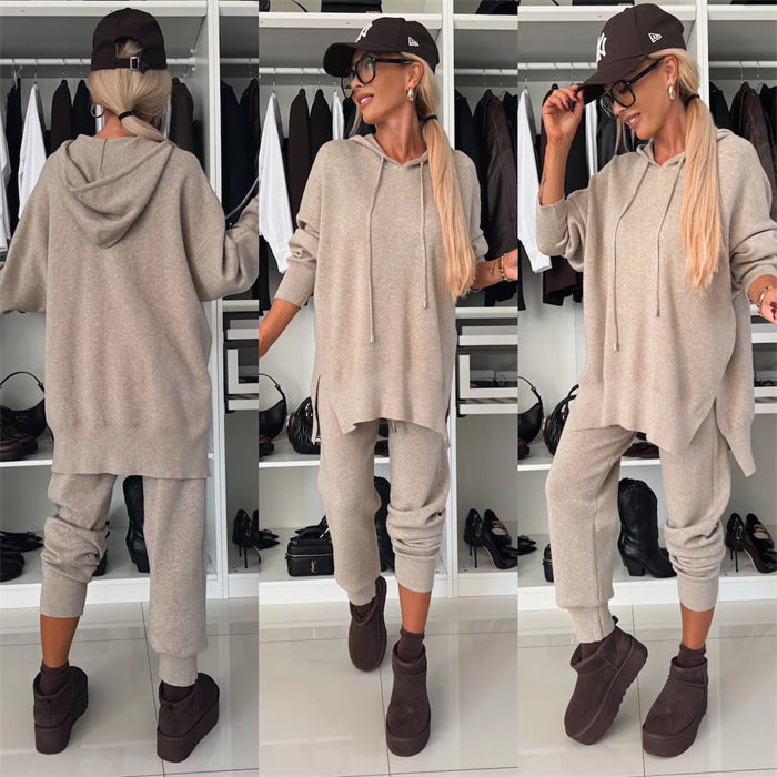 Kvinders sporty loungewear sæt med hættejakke og løs pasform Skovae