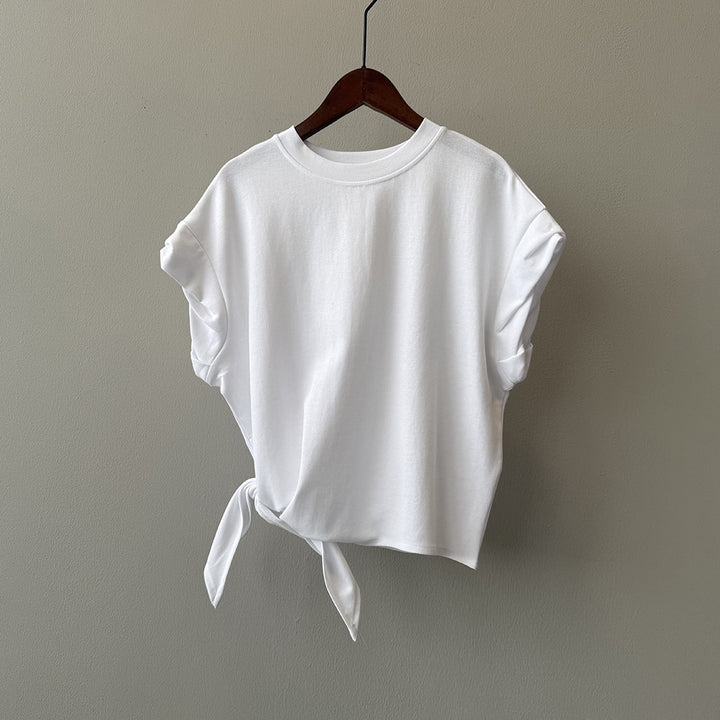 Dame afslappet T-shirt med taljebånd og moderne snit Stilla