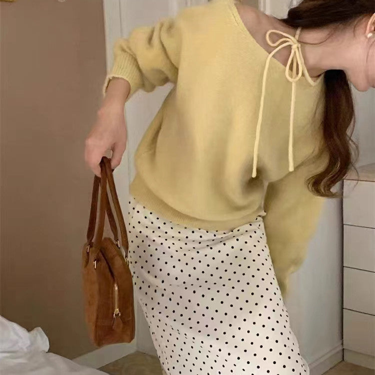 Damernes afslappede sweater med dekorativ krave og blødt materiale Stilla