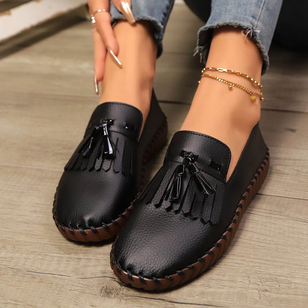 Dame Elegante Slip-On Mokkasiner med Frynse-Detalje og behagelig Sål Stilla