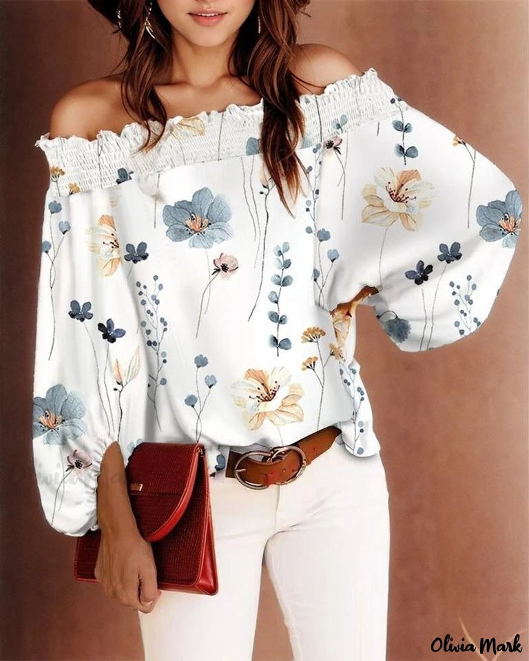 Dame Off-Shoulder Blomsterprint Bluse Stilla