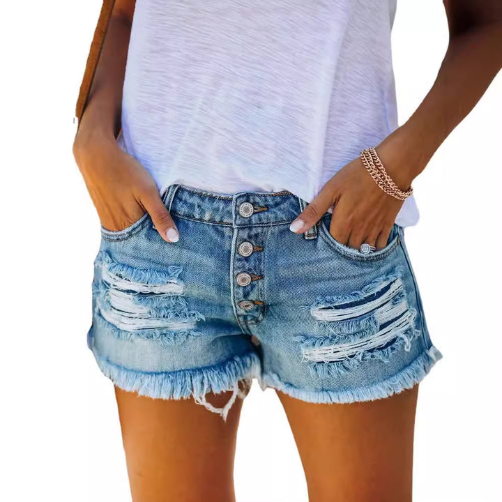 Kvinders Ødelagte Denim Shorts Stilla