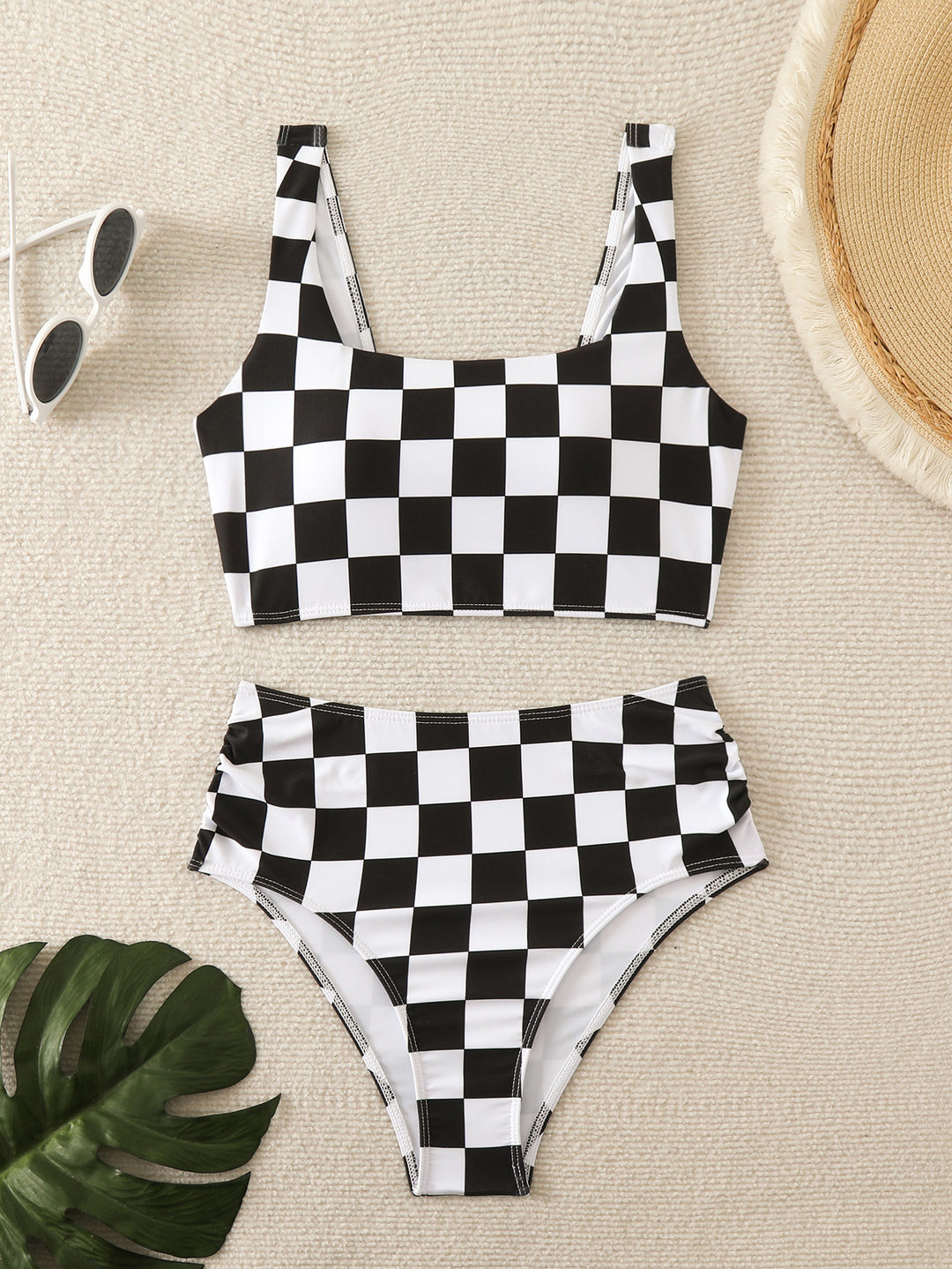 Dame ternet Crop Top og højskåret bikini-sæt Stilla