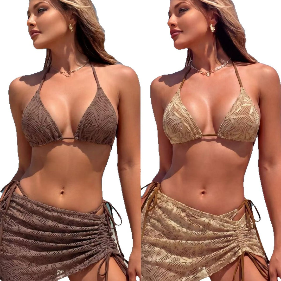 Damer trianglet bikini med sidelagt rynkedesign Skovae