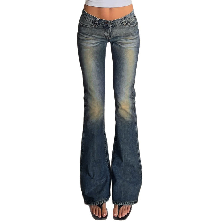 Dame Flared Jeans med høj talje og smart Used-Look Skovae