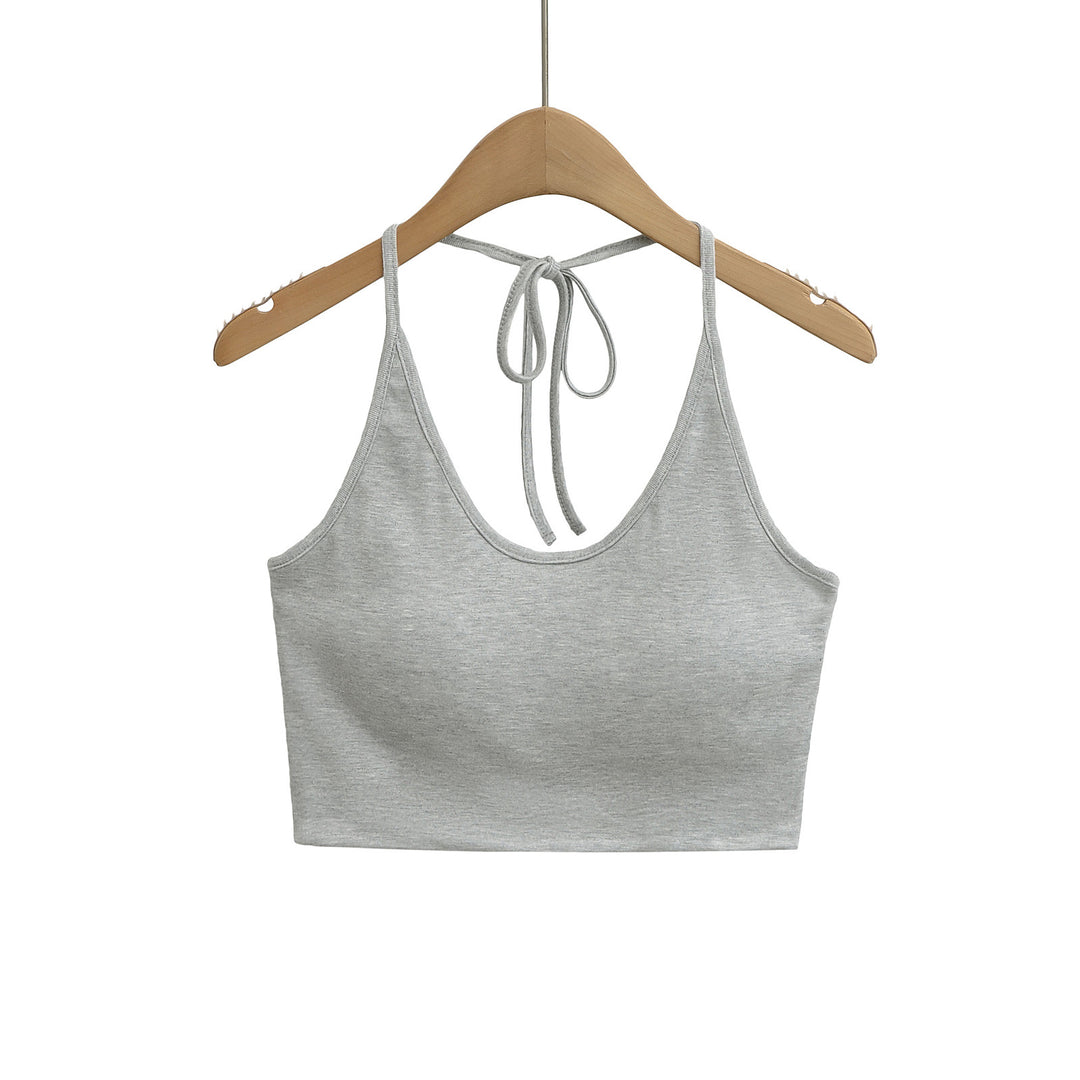 Dame Sports Cropped Top med justerbar ryg-wrapping design og elastisk kant Stilla