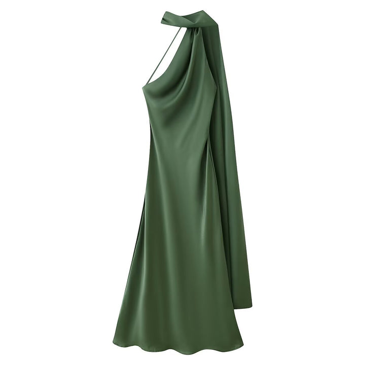 Damernes maxikjole med elegant halterneck og flydende snit Skovae