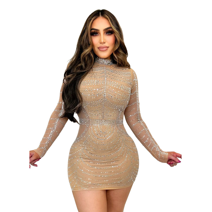 Dame Glitrende Minikjole med transparente indsatser og cut-out-detaljer Stilla