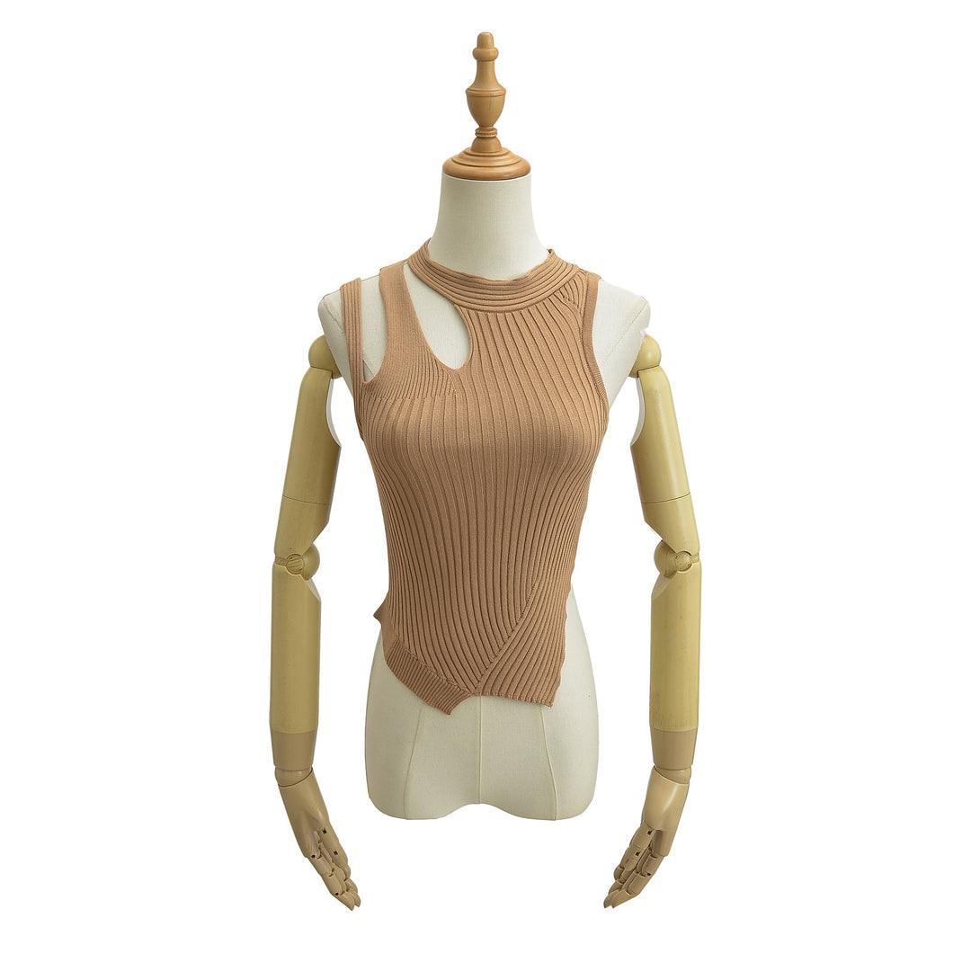 Dame Ribb Strik Tanktop med asymmetrisk design og elegante stropdetaljer Stilla