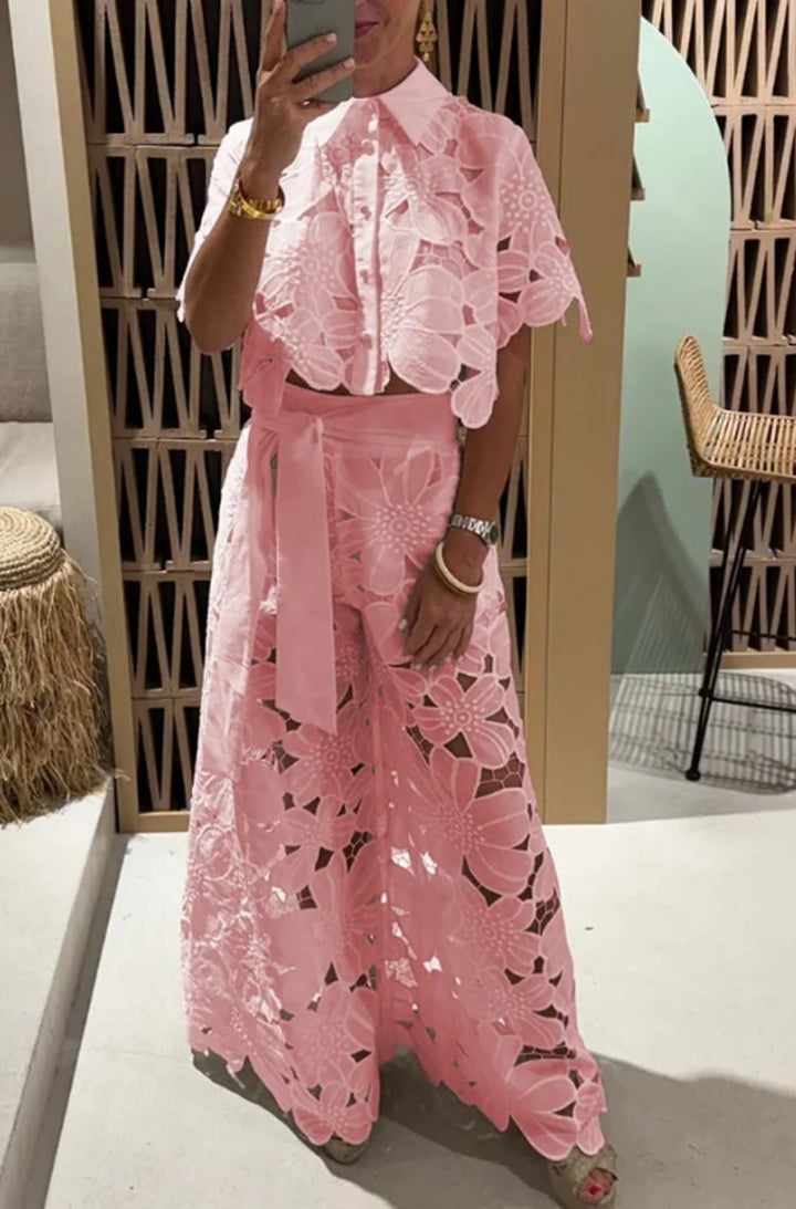 Dame Elegant Sommerdragt med blomster Spids Overlay Stilla