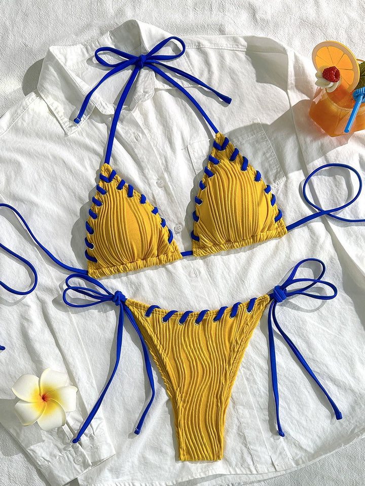 Dame Bikini-sæt med elegant flæsedesign og justerbare stropper Skovae