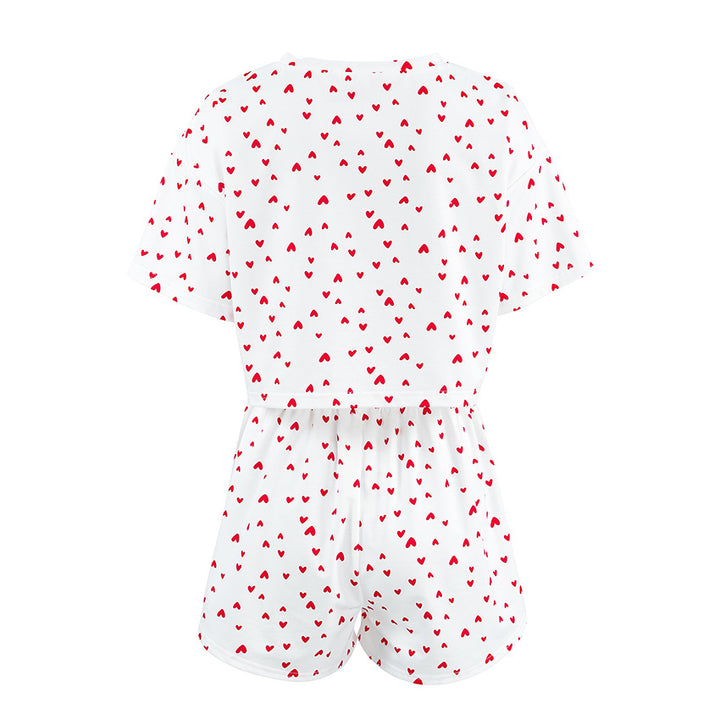 Dame cropped-top og high-waist shorts sæt med hjertemotiv Stilla