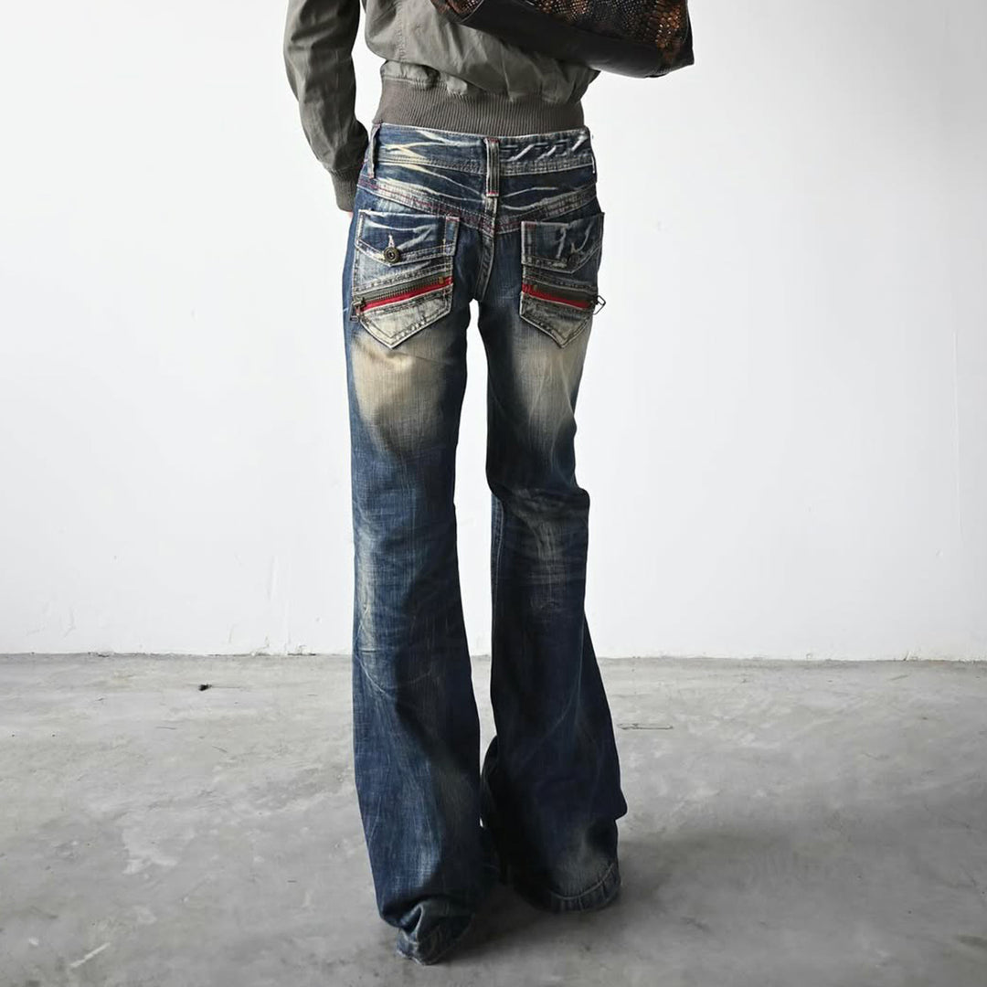 Dame Flared Jeans med moderne Used-Look Skovae