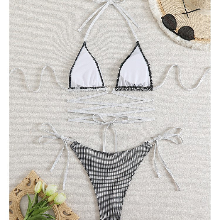 Dame Triangel-Bikini med glamorøst krystal-design og justerbare stropper Stilla