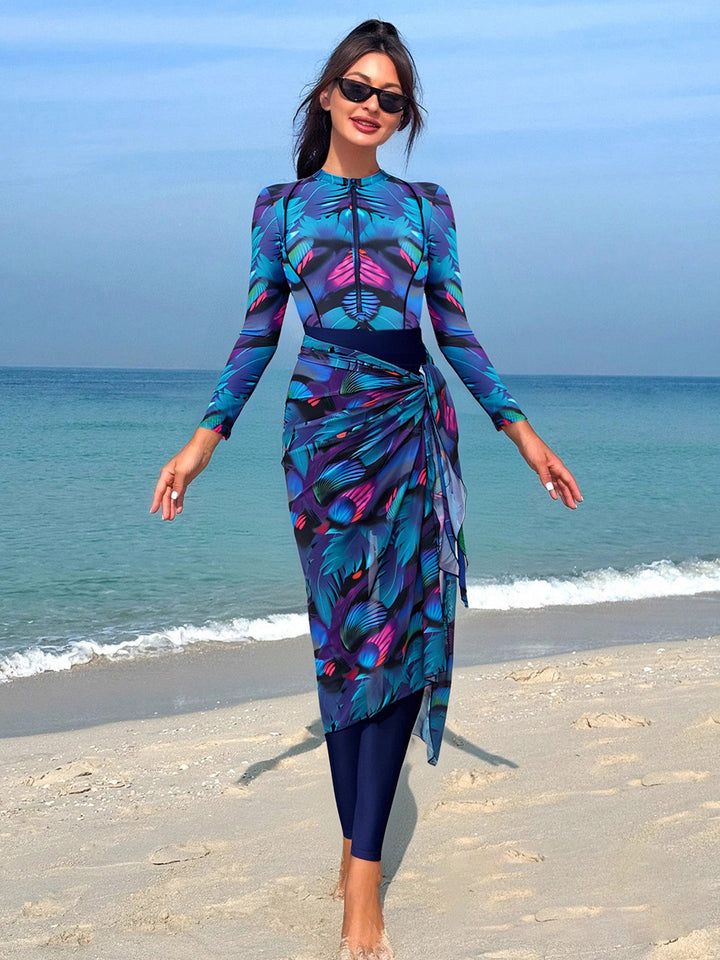Dame Moderne UV-beskyttelse Badedragt med Wrap Skirt Skovae
