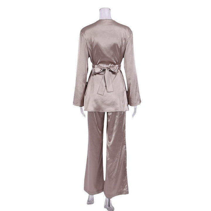 Dame Satin Chiffon pyjamasæt med elegant snit og lange ærmer Stilla