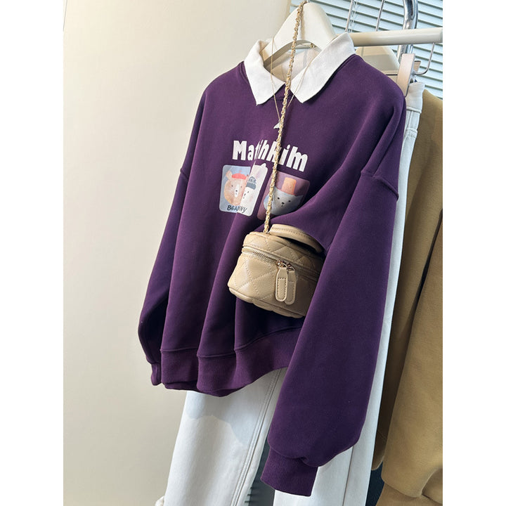 Femme Leges spillet grafisk sweatshirt med kontrastkrave Stilla