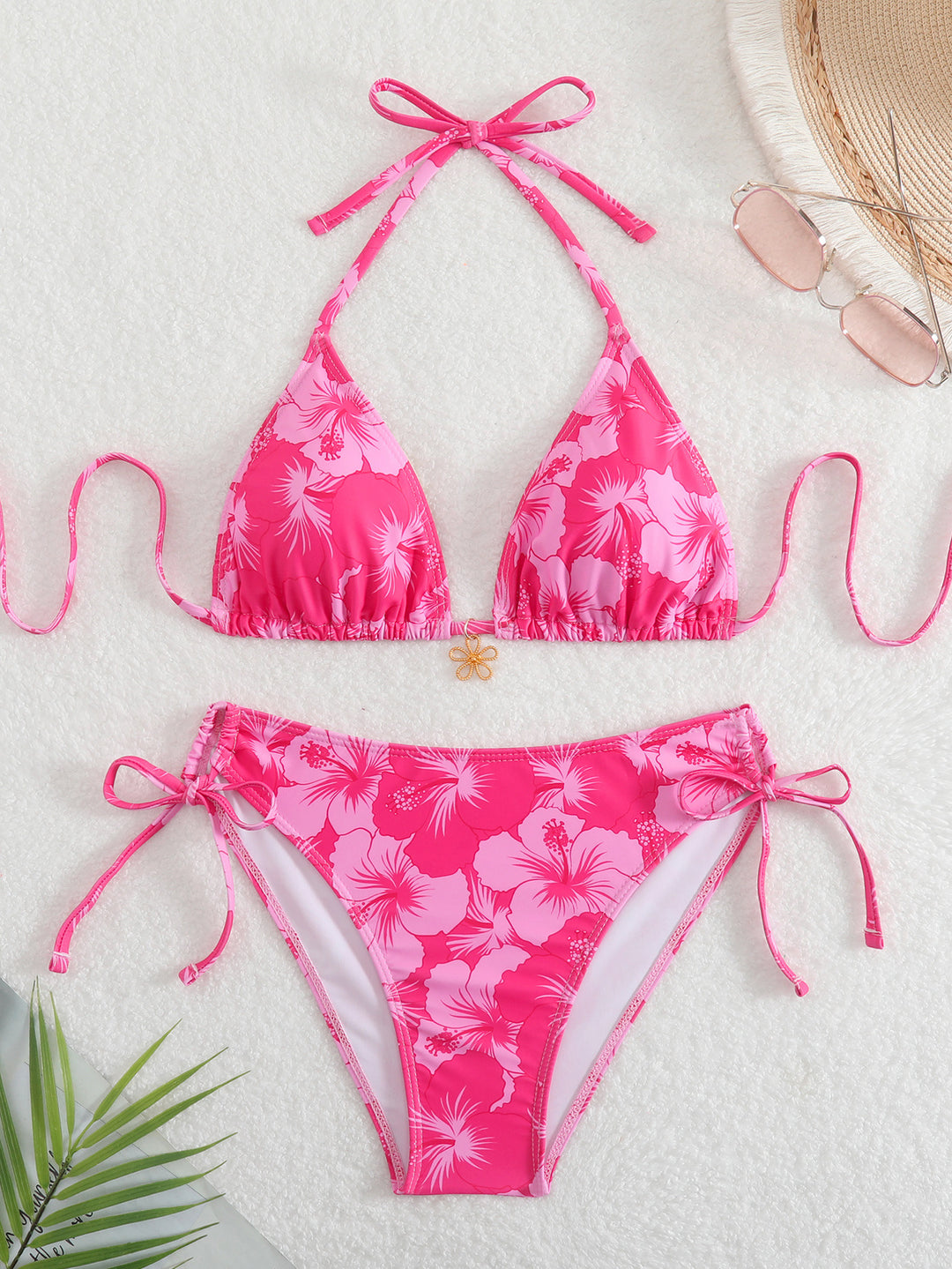 Dame Triangel-Bikini med legende blomsterdetaljer Skovae