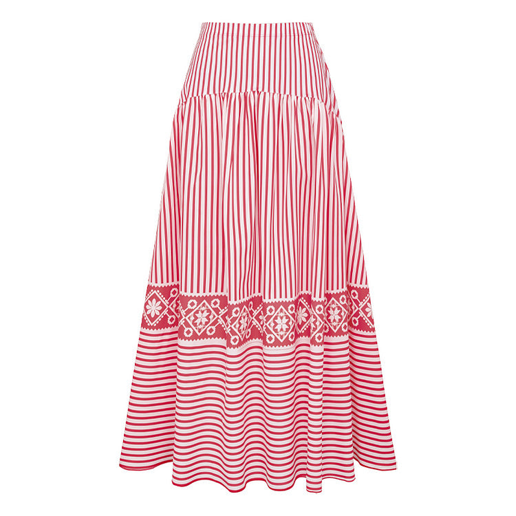 Dame Striped Bikini-Sæt med elegant V-wrap Bluse og moderigtig Skørt Skovae