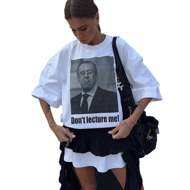 Dame Oversized T-shirt med provokerende grafiktryk og afslappet snit Stilla