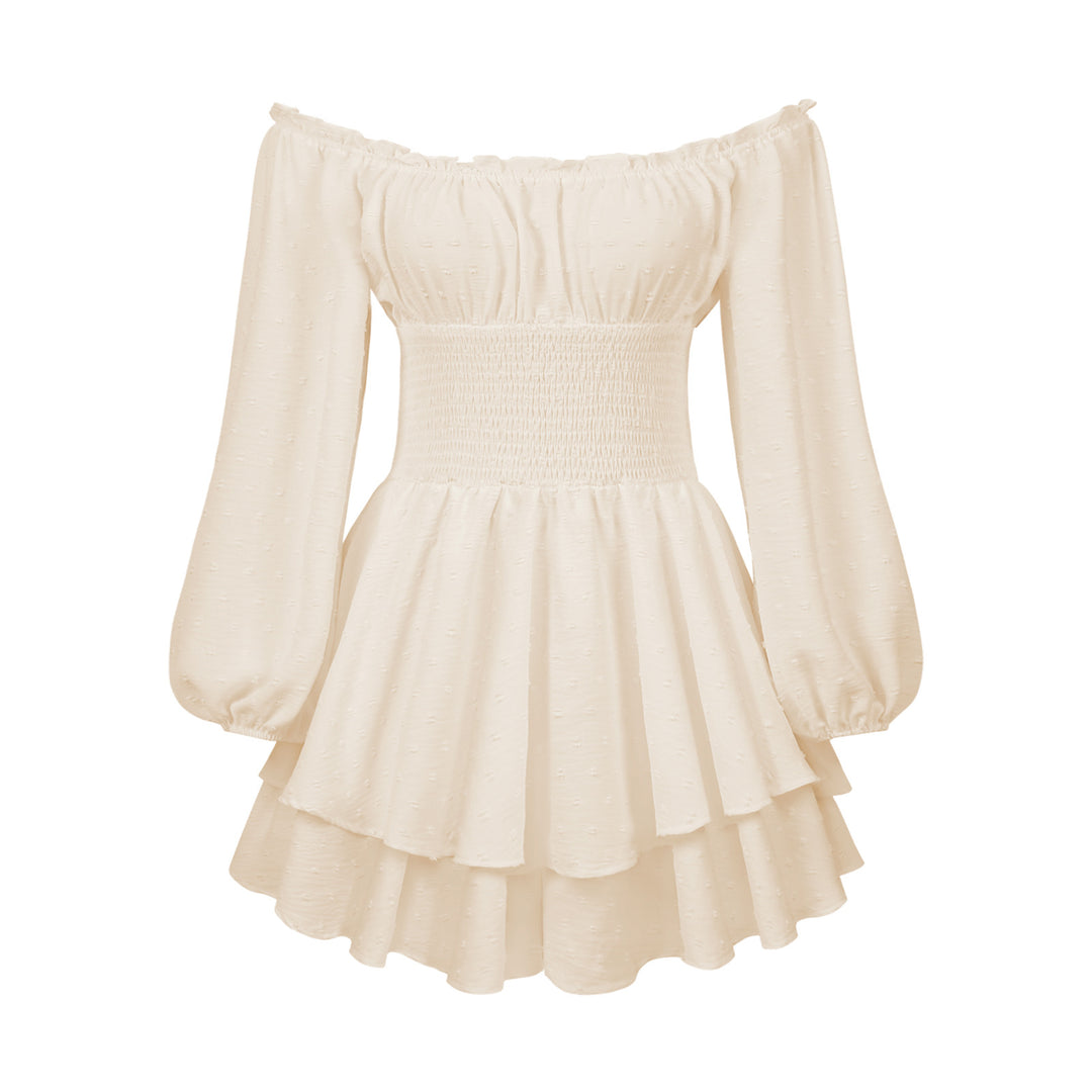 Dame Off-Shoulder Minikjole med voluminøse ærmer og ruffles design Stilla
