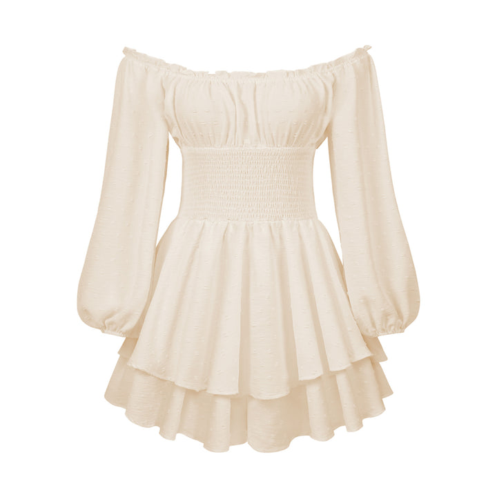 Dame Off-Shoulder Minikjole med voluminøse ærmer og ruffles design Stilla