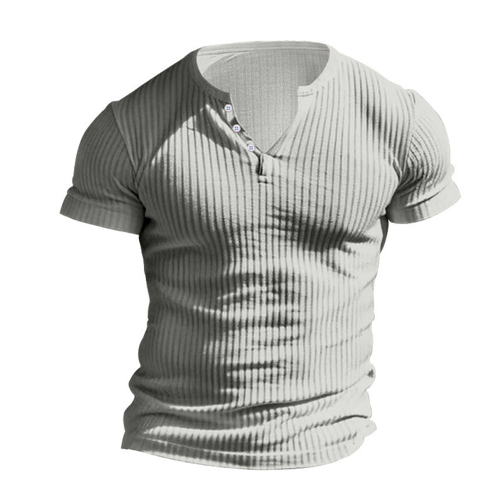 Herrer kortærmet Henley T-shirt med struktureret overflade Stilla