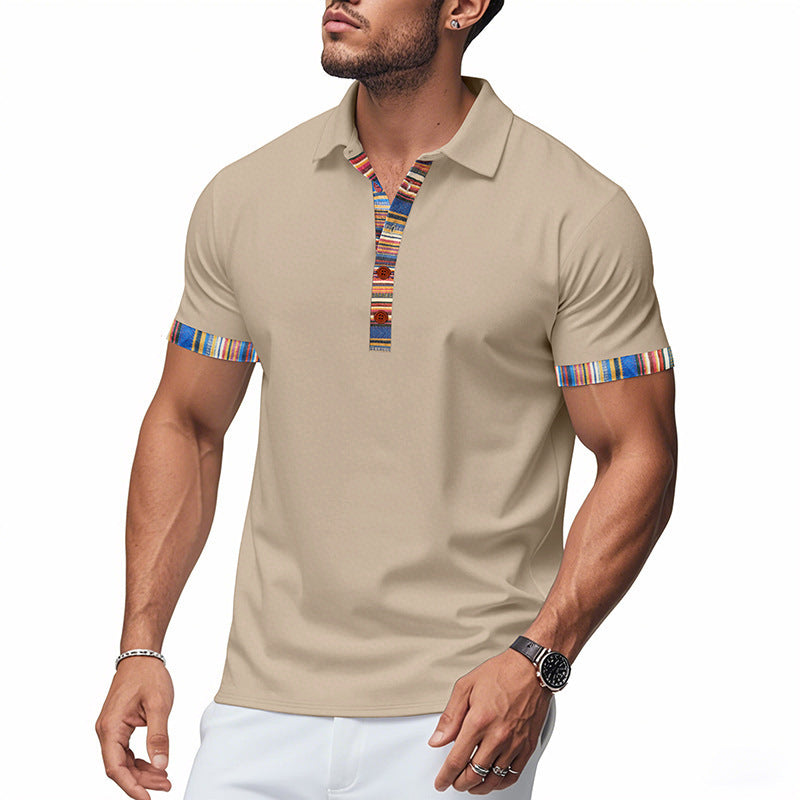 Herre polo shirt med farverig krave og ærmekant Stilla