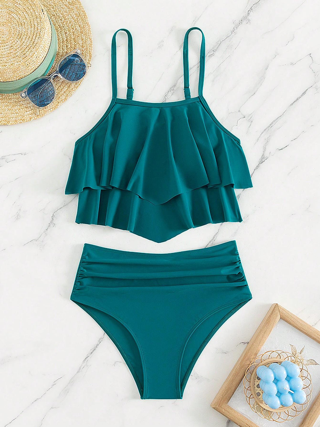 Dame bikini sæt med voluminøst flæse design Skovae