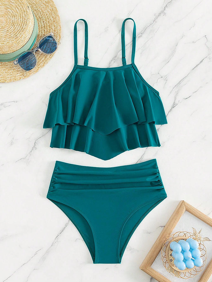 Dame bikini sæt med voluminøst flæse design Skovae