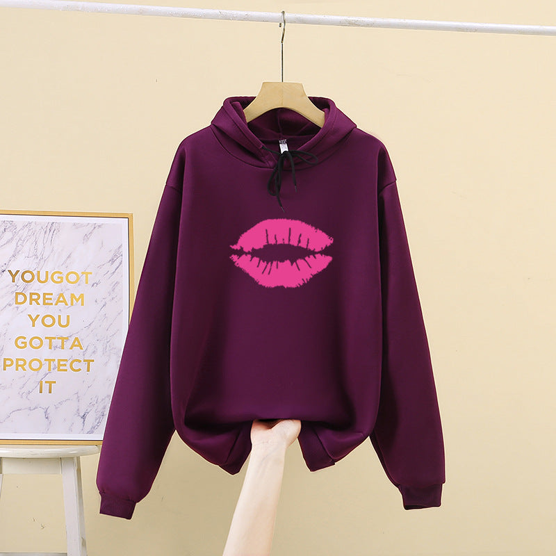 Kvindernes hoodie med iøjnefaldende læbe motiv Stilla