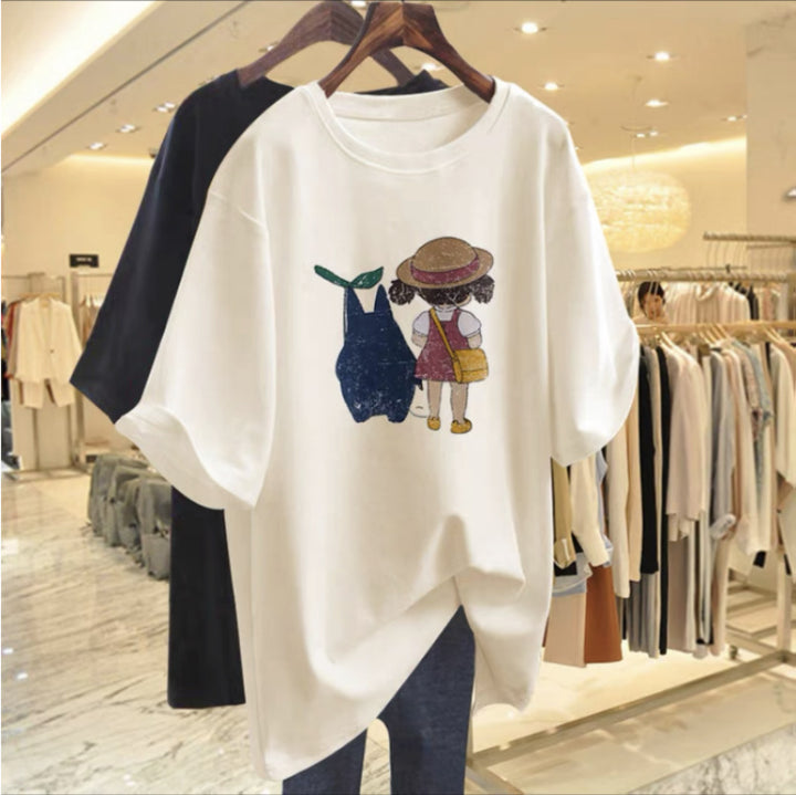Dame T-Shirt med legende grafiktryk og afslappet snit Stilla