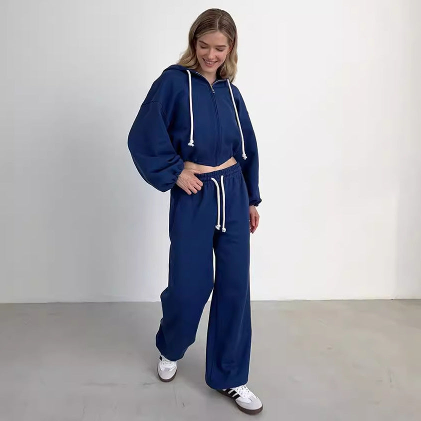 Dame casual cropped hoodie og løstsiddende bukser Stilla