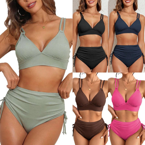 Dame Højskåret Bikini med raffinerede Rüschedetaljer Skovae