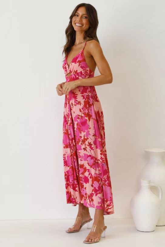 Damer floral-inspireret A-linje Midi-kjole Stilla