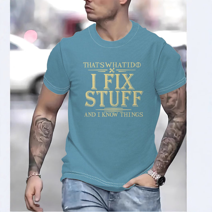 Herre T-shirt med humoristisk tryk og høj kvalitets bomuldsblanding Stilla