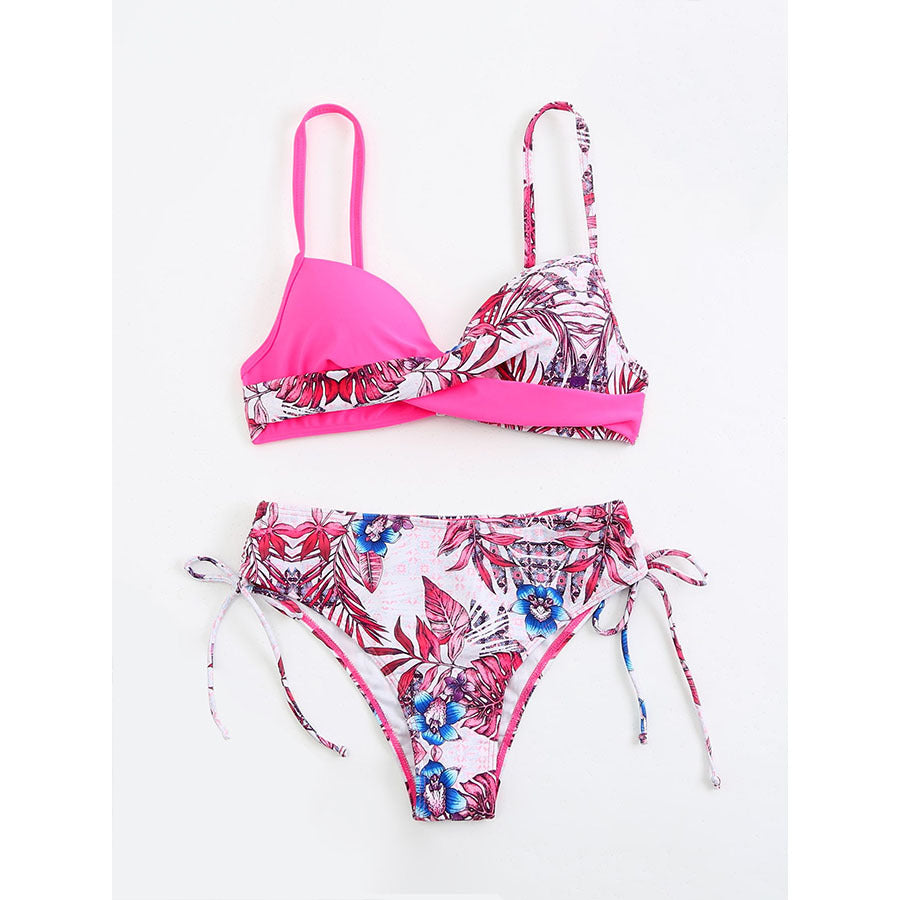 Dame Floral Print Justerbar Bikini-Sæt Stilla