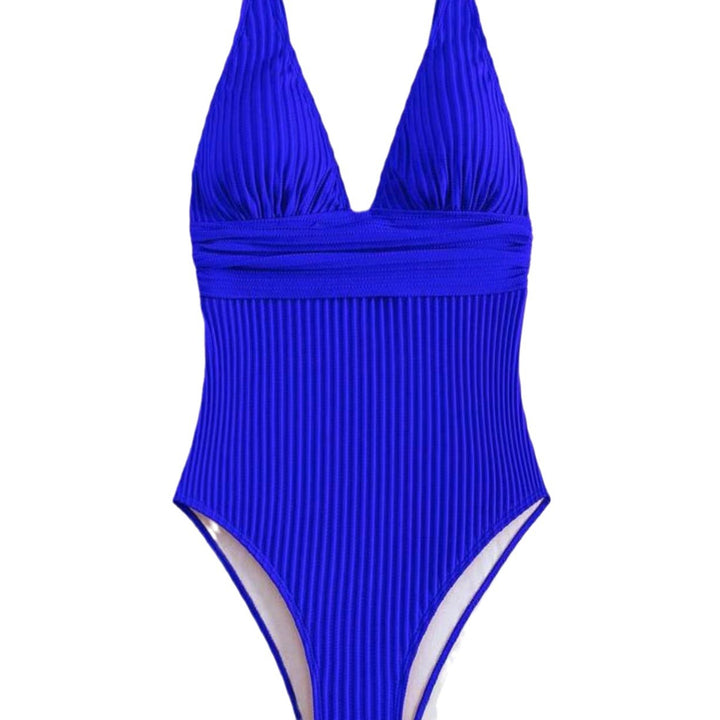 Dame Højskåret badedragt med struktureret ribdesign Skovae