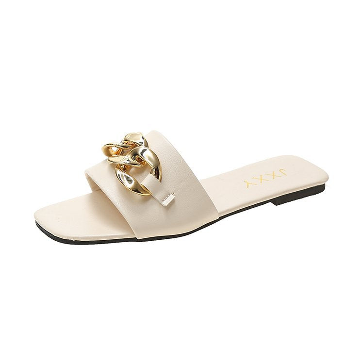 Dame Slide-sandaler med dekorativ kæde-design og komfortabelt fodbede Stilla