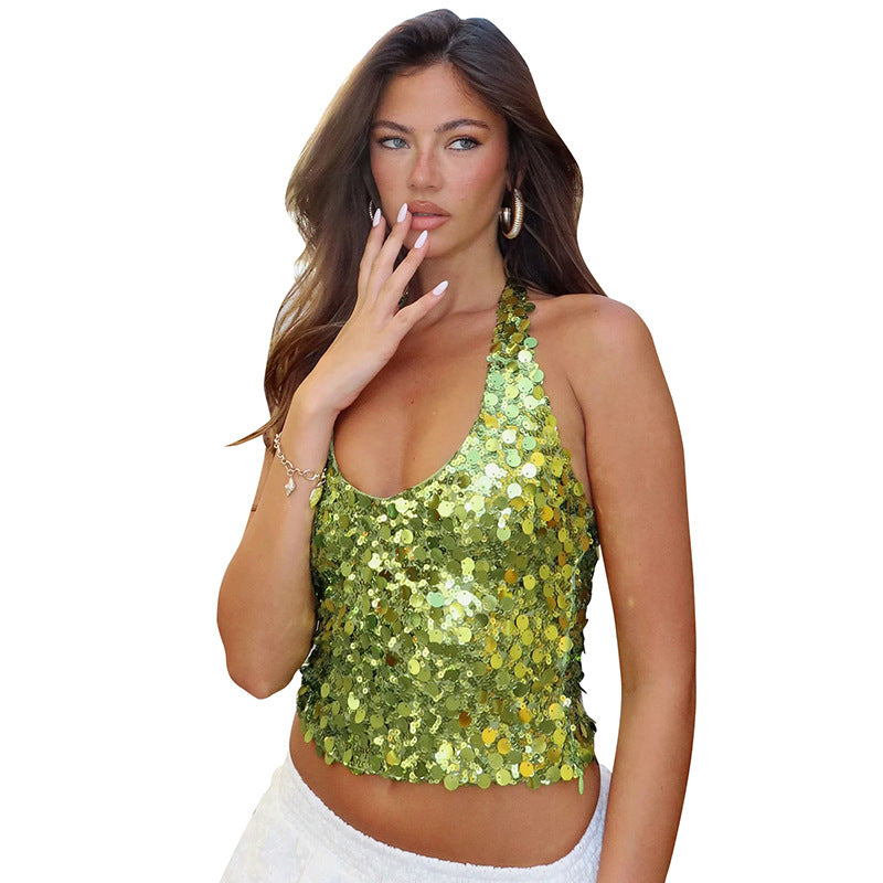 Femme Halterneck Pailletten Top Stilla