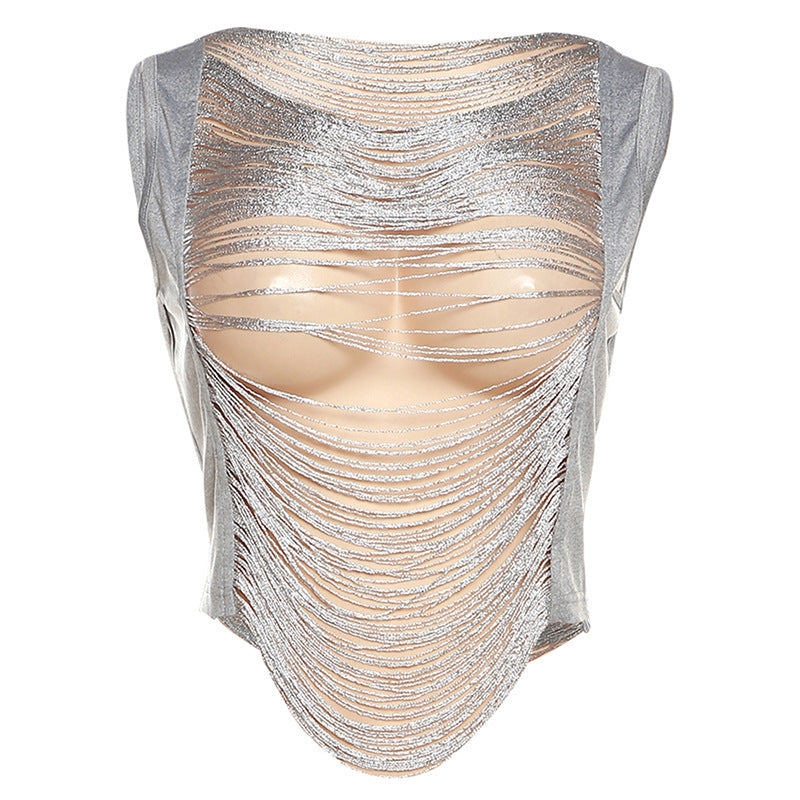 Dame Fit Body med Glimmer-applikationer Stilla